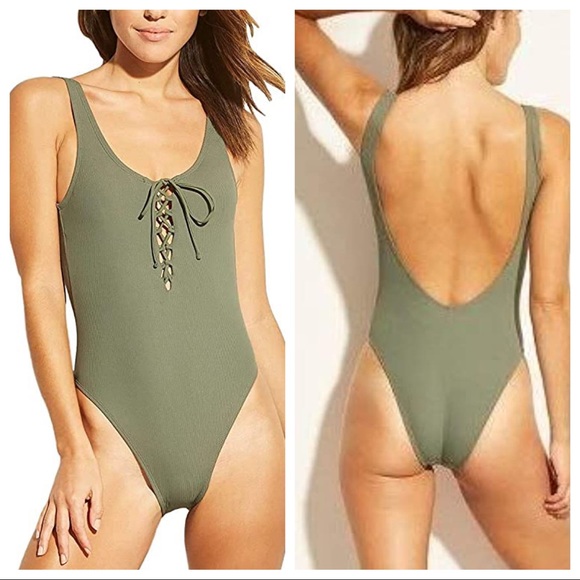Xhilaration Other - NWT Xhilaration Lace Up Front One Piece Swimsuit